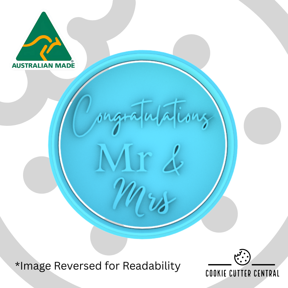 Congratulations Mr and Mrs Cookie Cutter and Embosser - 6.5cm Round