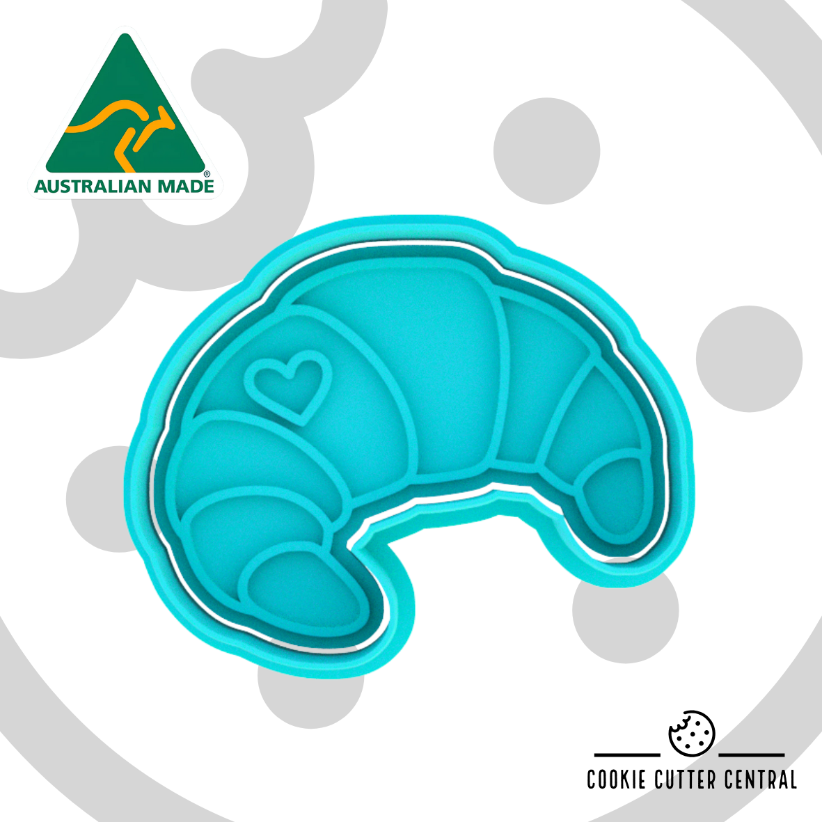 Croissant with Heart Cookie Cutter and Embosser - 6.4cm x 8.1cm