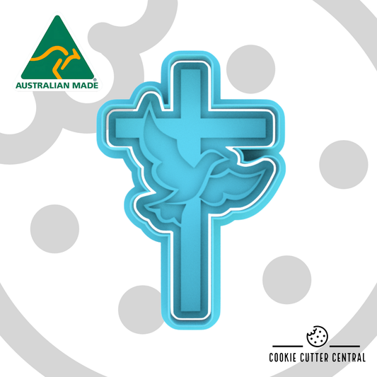 Cross with Dove Cookie Cutter and Embosser - 10.3cm x 6.6cm