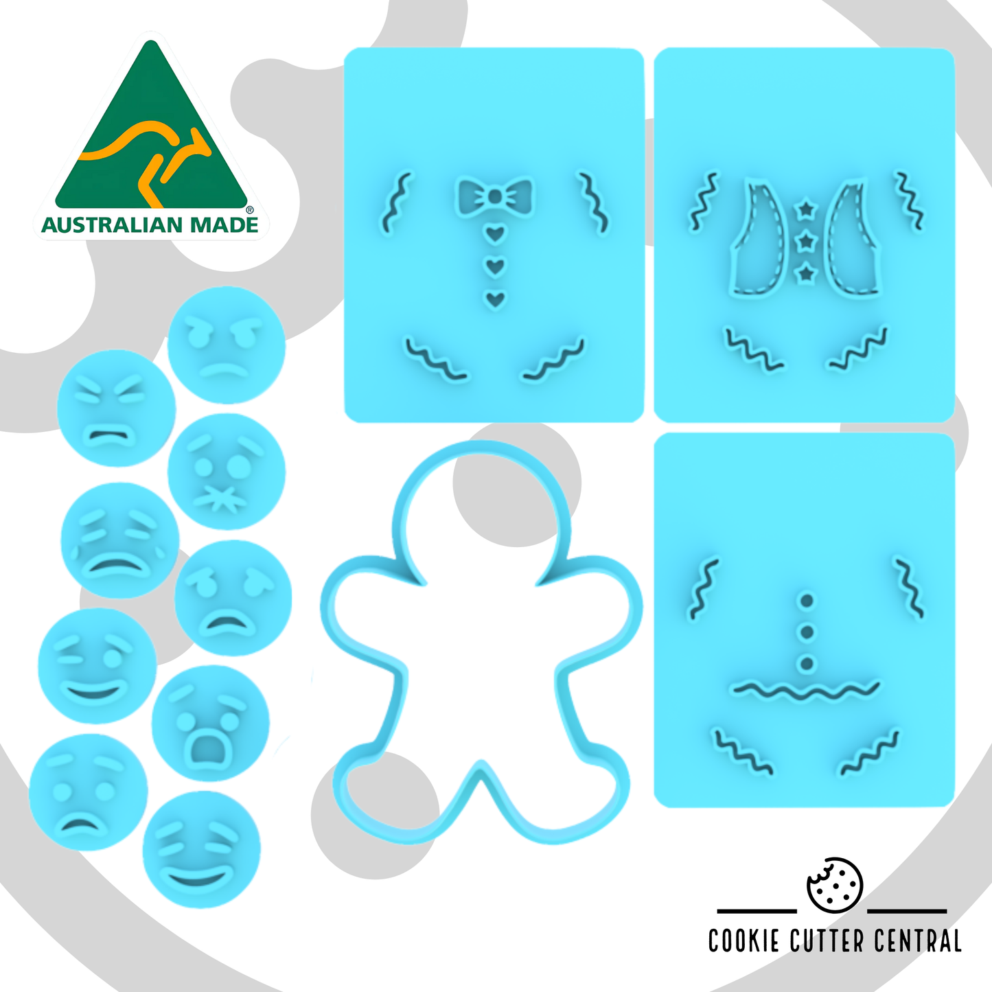 Customisable Gingerbread Man Cookie Cutter and Embosser Set - 9.6cm x 7.5cm