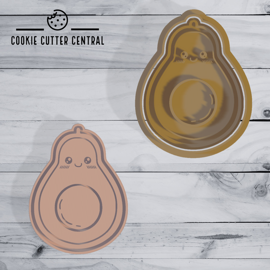 Cute Avocado Cookie Cutter and Embosser - 7.8cm x 5.9cm