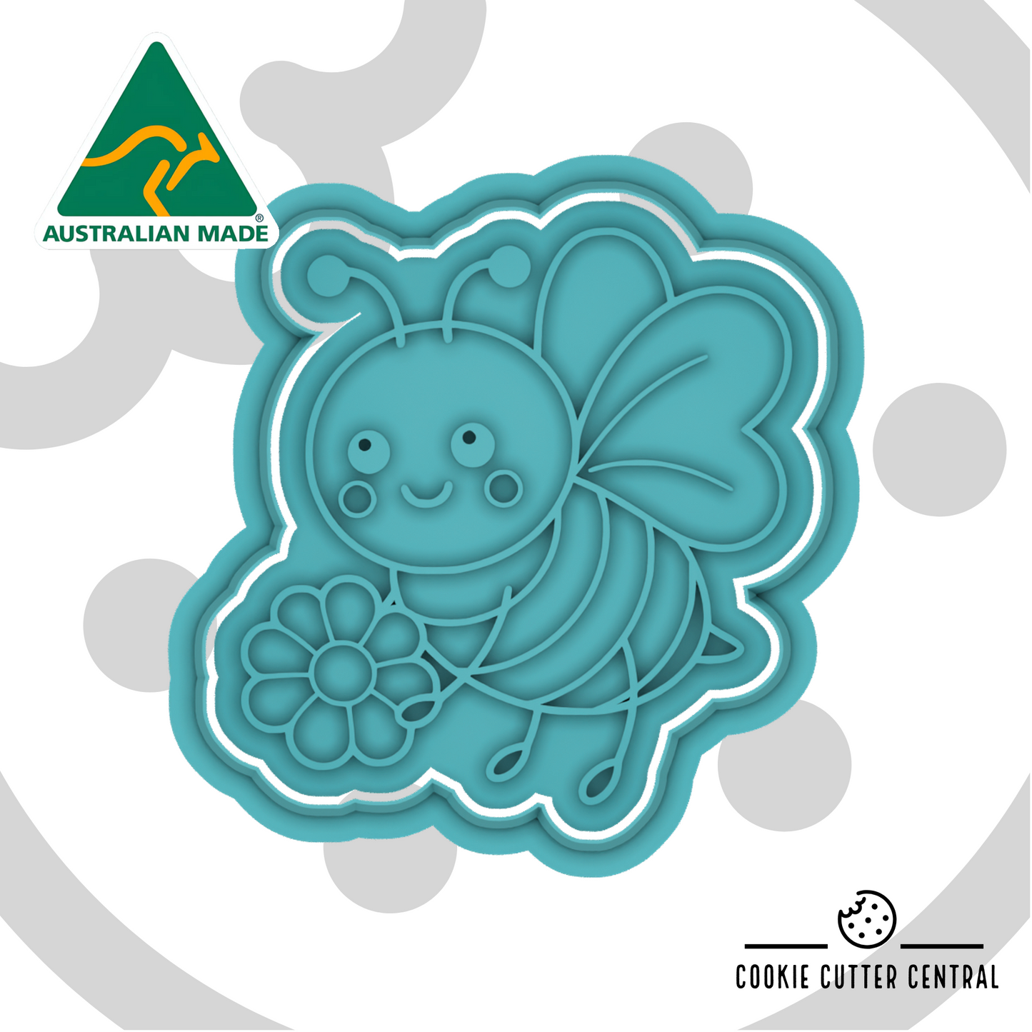 Cute Bee with Flower Cookie Cutter and Embosser - 6.9cm x 6.6cm