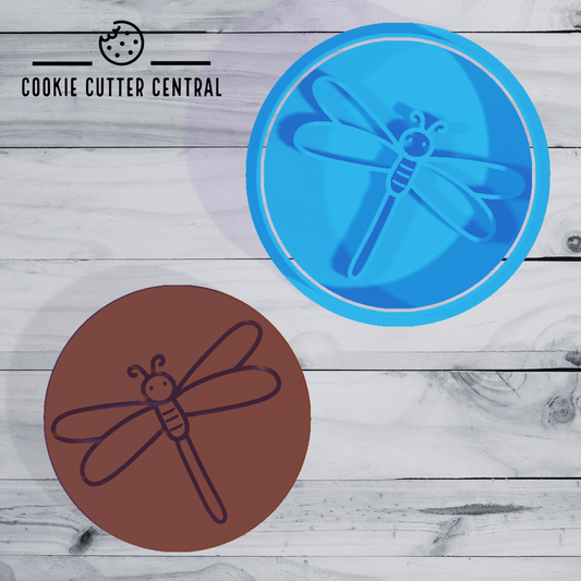 Cute Dragonfly Cookie Cutter and Embosser - 7.5cm Round
