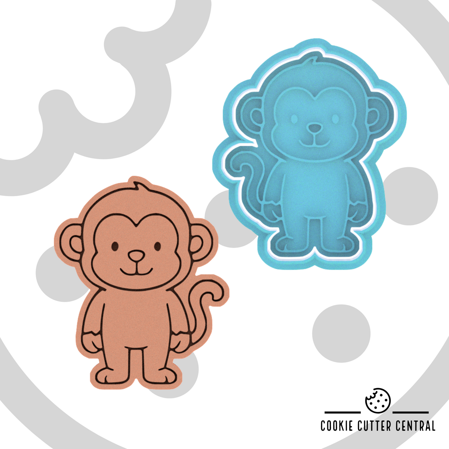 Cute Monkey Cookie Cutter and Embosser - 7.8cm x 6.4cm