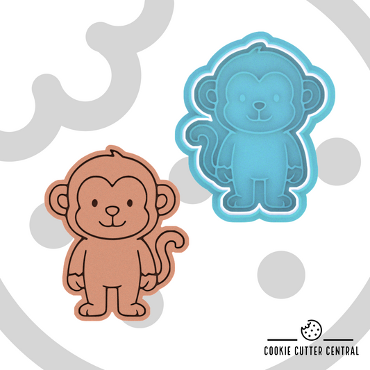 Cute Monkey Cookie Cutter and Embosser - 7.8cm x 6.4cm