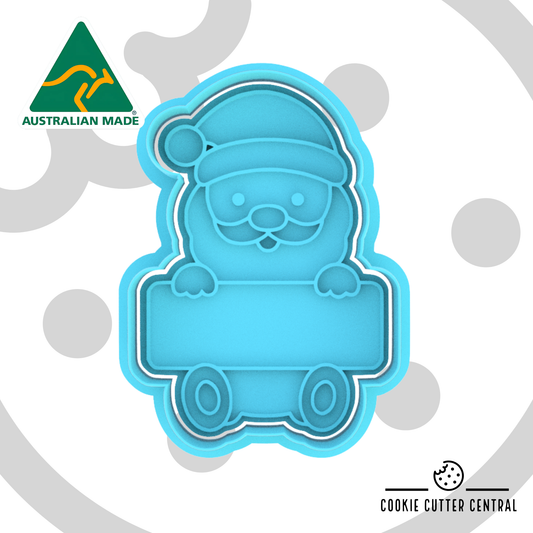 Cute Santa Name Plaque Cookie Cutter and Embosser - 8cm x 5.6cm
