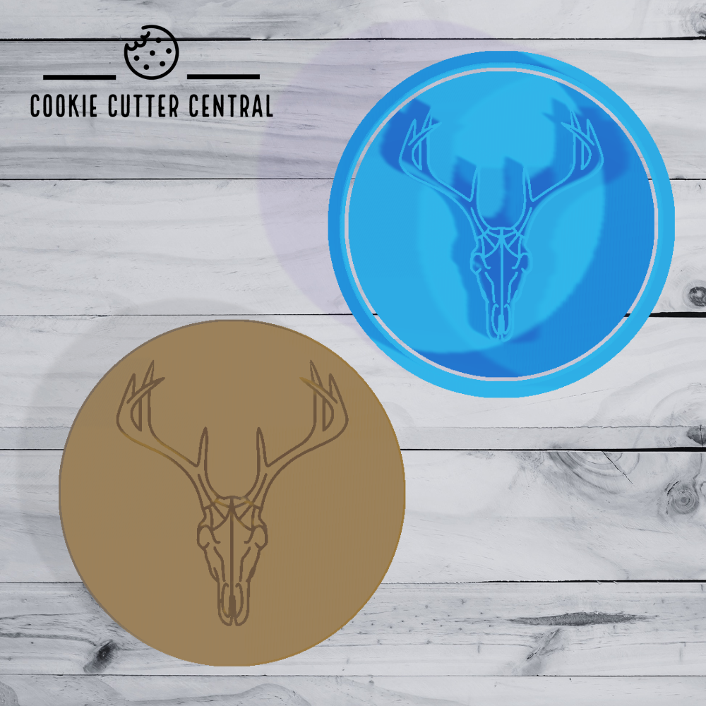 Deer Skull Cookie Cutter and Embosser - 7.5cm Round