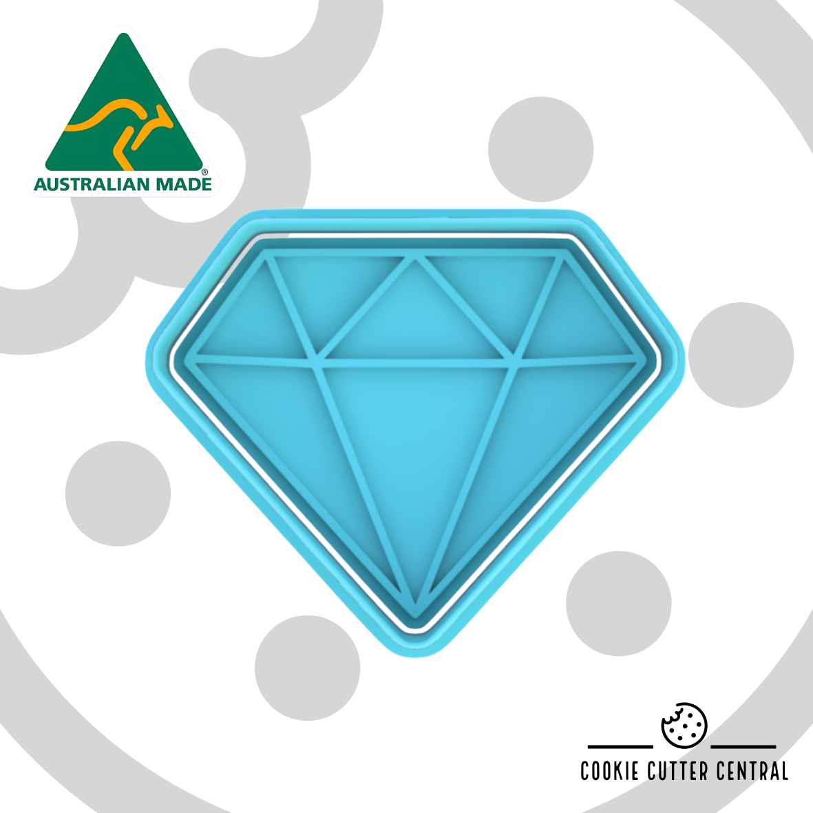 Diamond Cookie Cutter and Embosser 6.5cm x 8.1cm