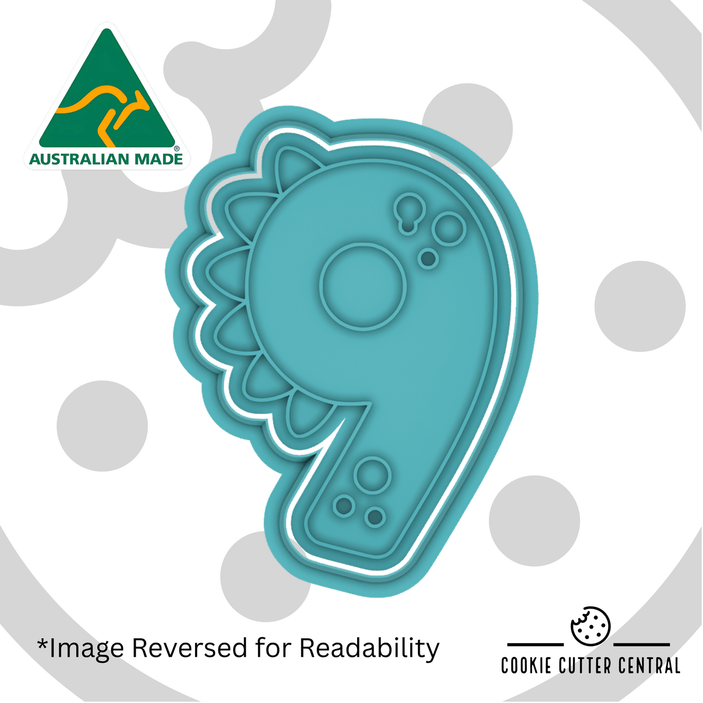 Dinosaur Number Nine Cookie Cutter and Embosser - 8.1cm x 5.9cm