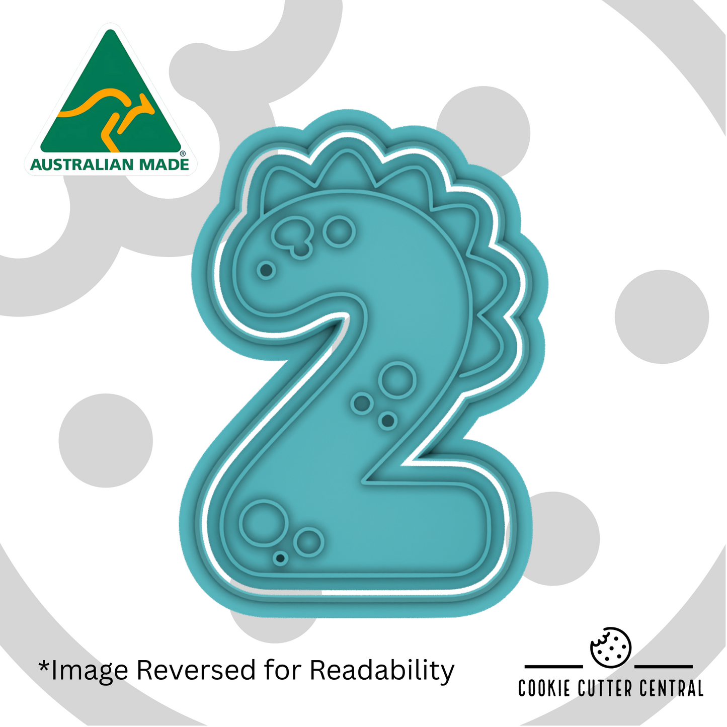 Dinosaur Number Two Cookie Cutter and Embosser - 8.1cm x 5.6cm
