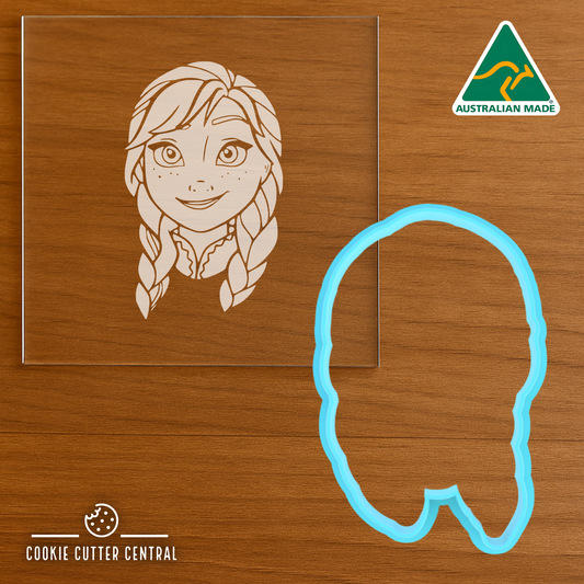 Disney Frozen Anna Cookie Cutter and Acrylic Debosser - 8.1cm x 5.2cm