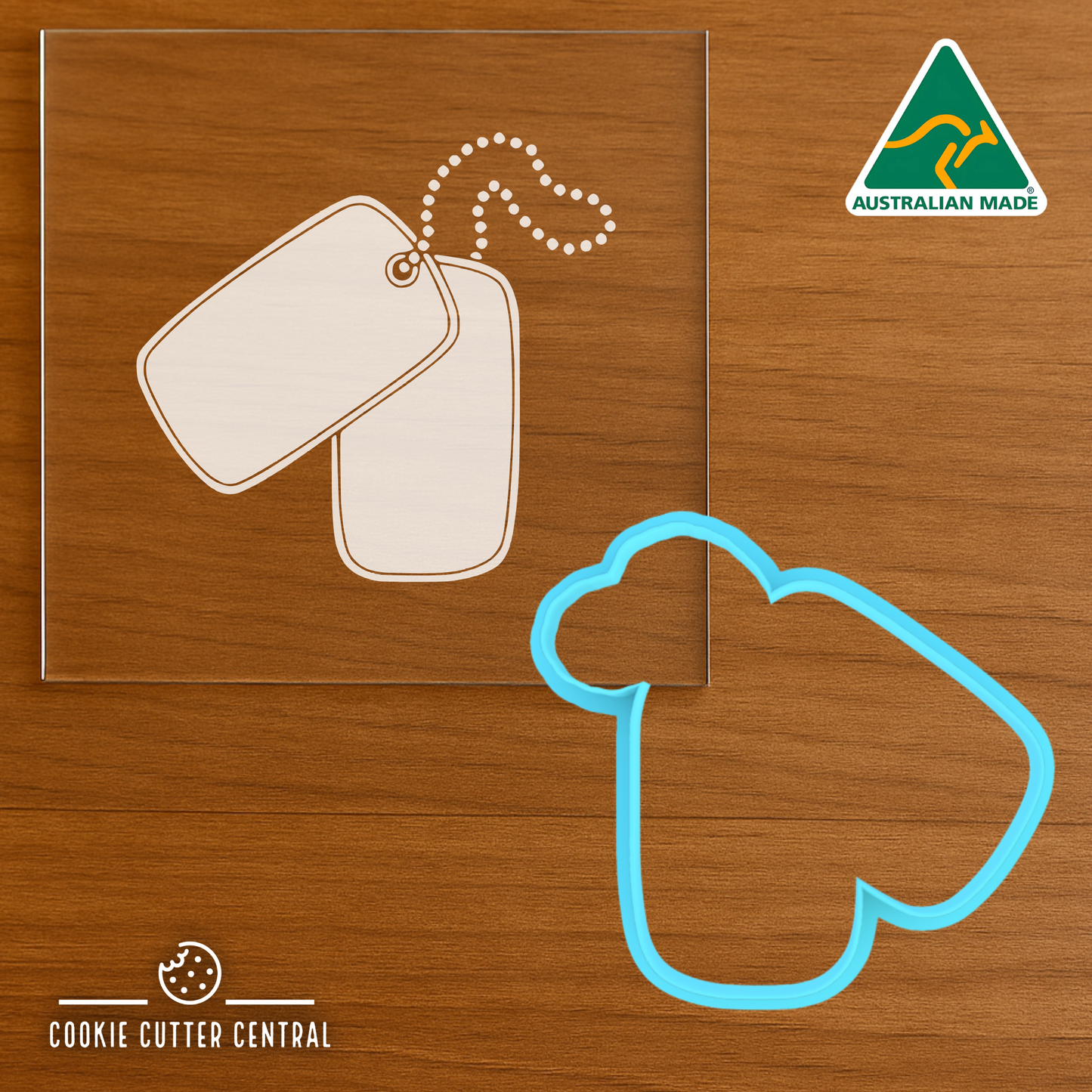 Dog Tags Cookie Cutter and Acrylic Debosser - 7.5cm x 8cm