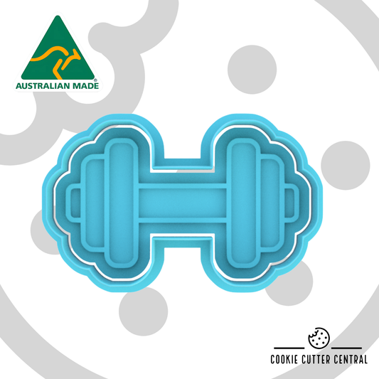 Dumbell Cookie Cutter and Embosser - 5.2cm x 8.8cm