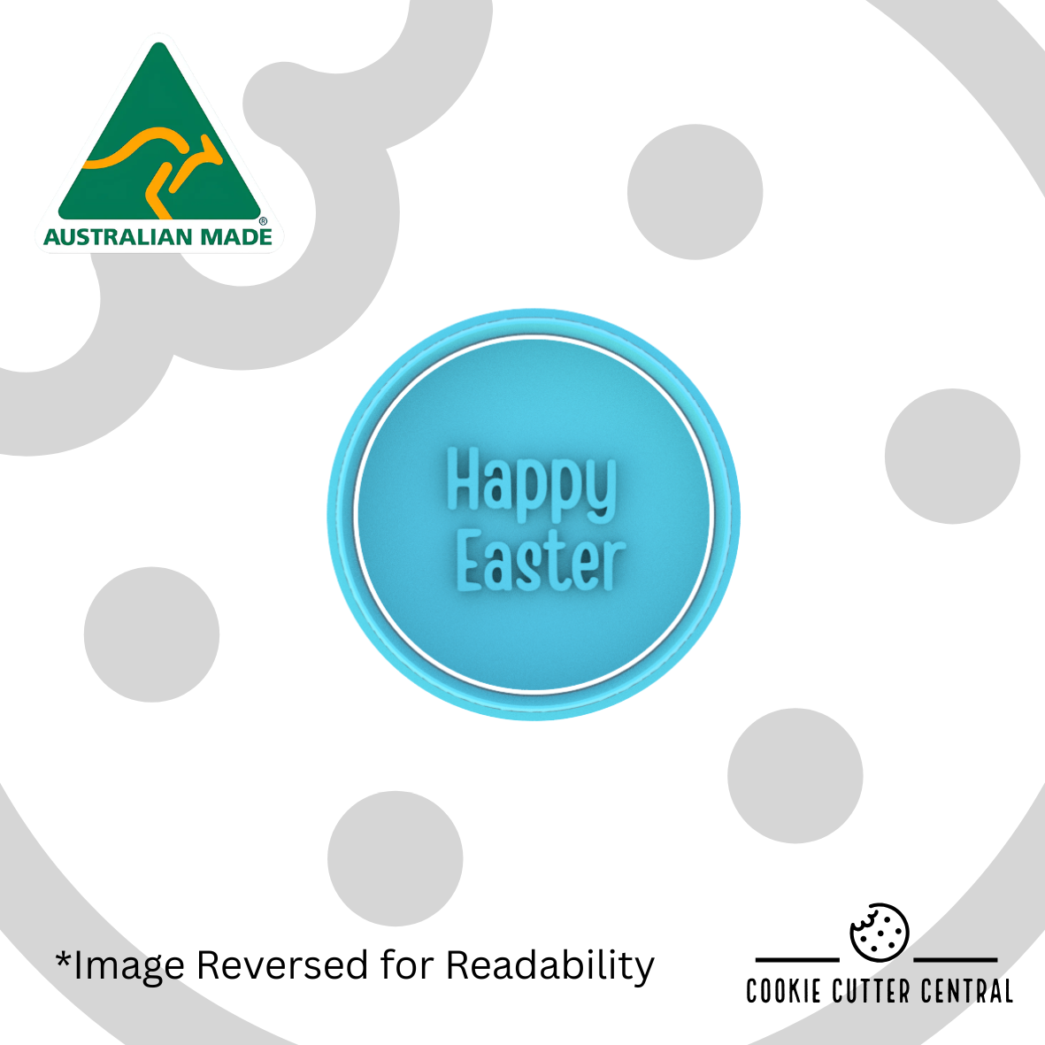 Happy Easter Cookie Cutter and Embosser - 5.5cm Round