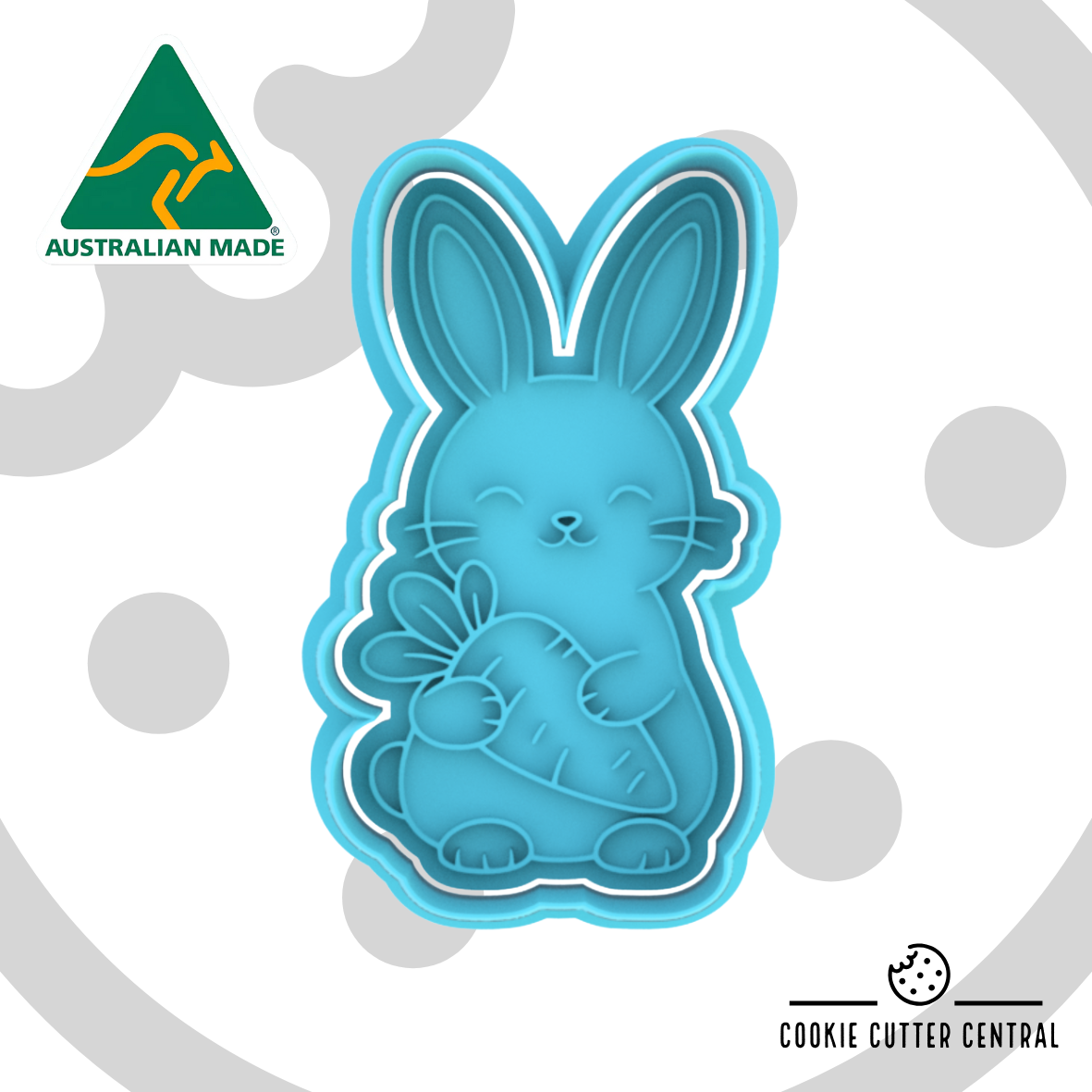 Bunny holding a Carrot Cookie Cutter and Embosser - 8.7cm x 4.9cm