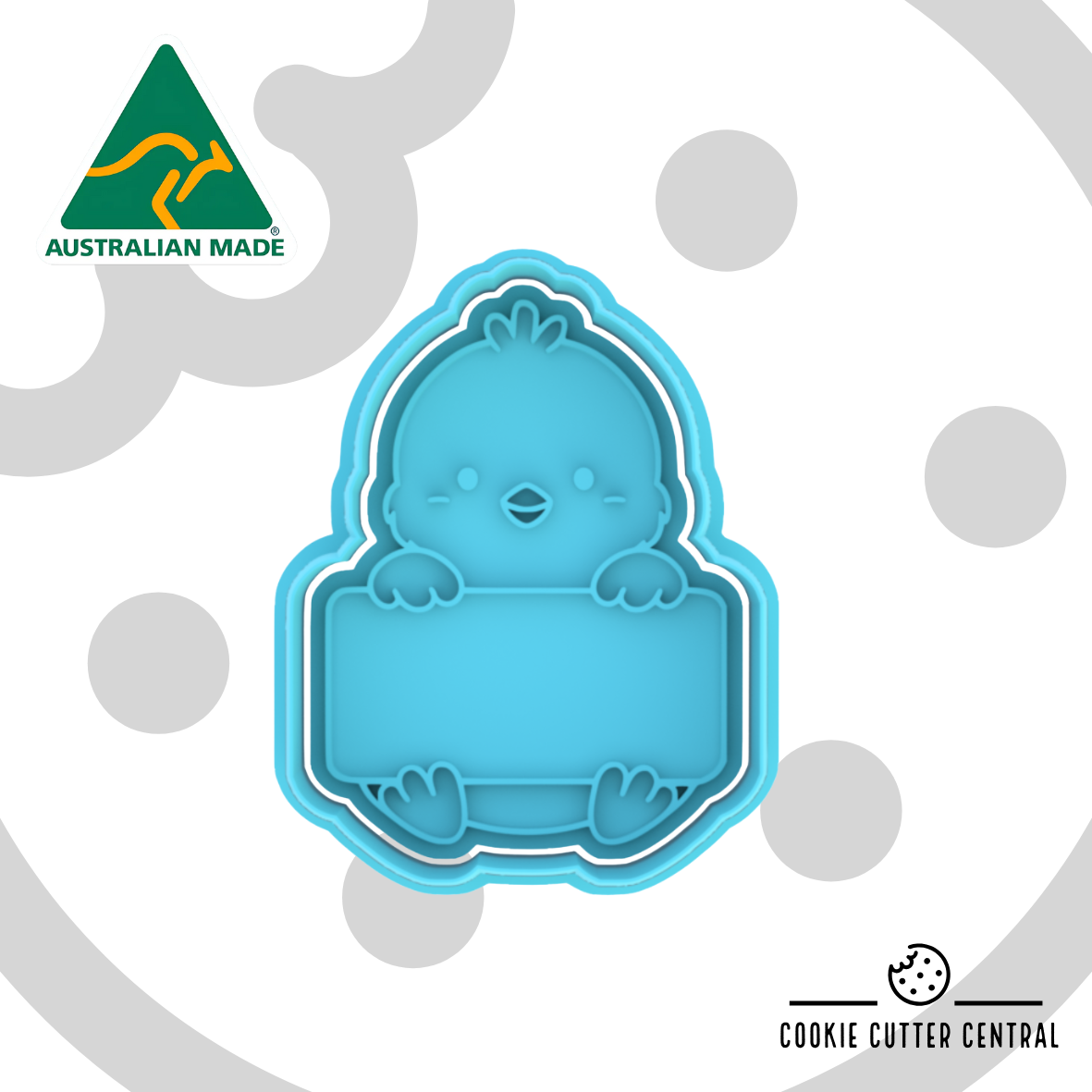 Chick with Name Plaque Cookie Cutter and Embosser - 7.7cm x 5.8cm