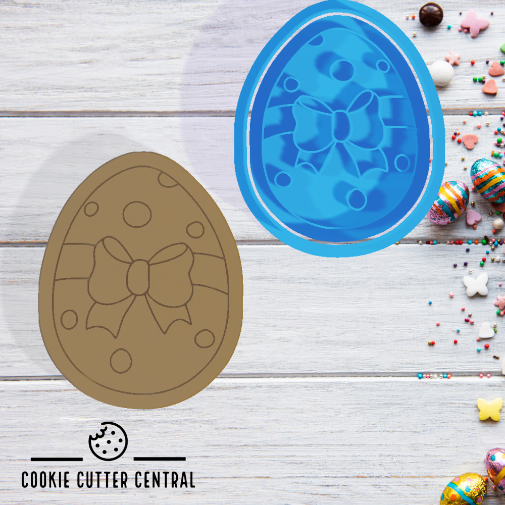 Easter Egg with Bow Cookie Cutter and Embosser - 7.3cm x 5.8cm