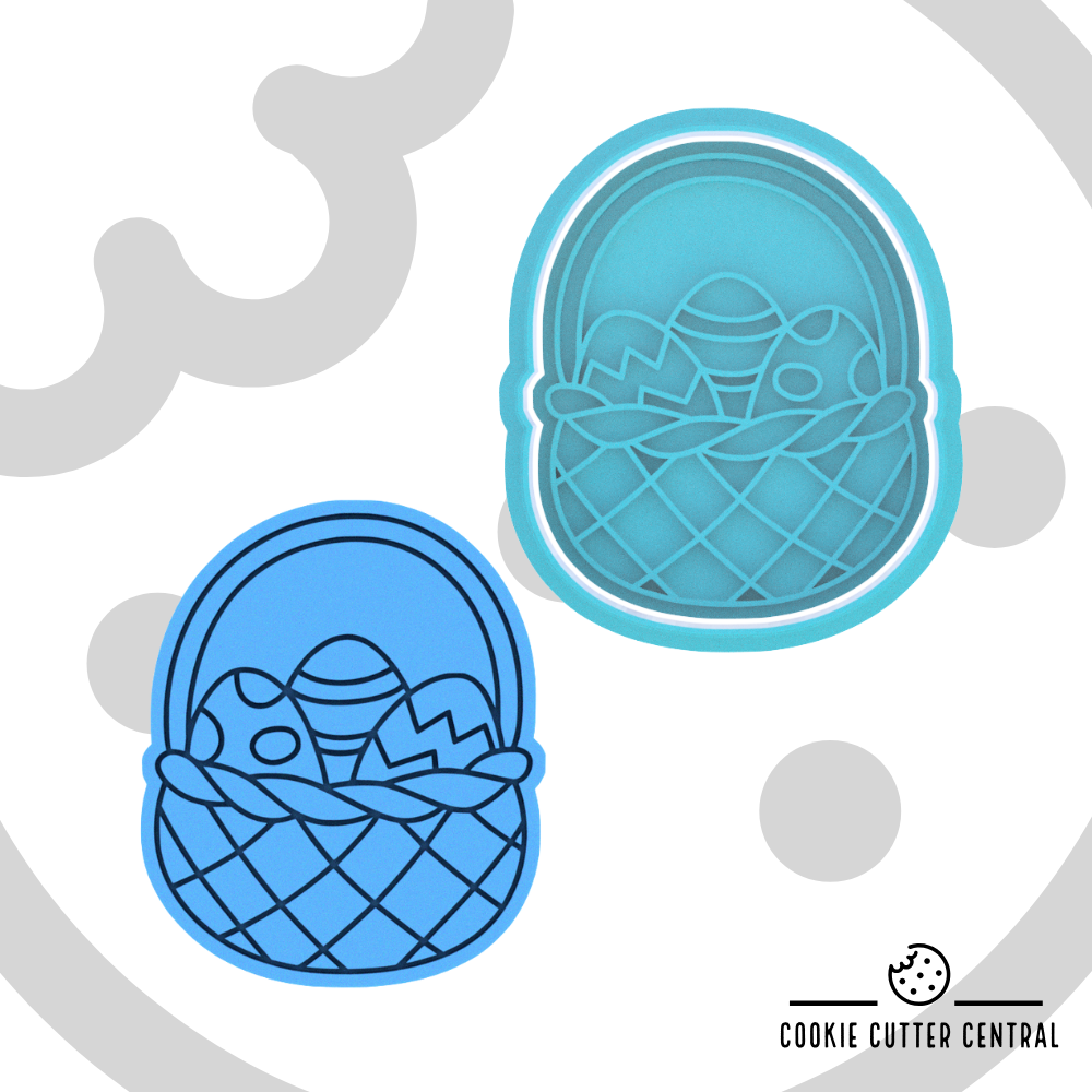 Easter Egg Basket Cookie Cutter and Embosser - 7cm x 5.8cm