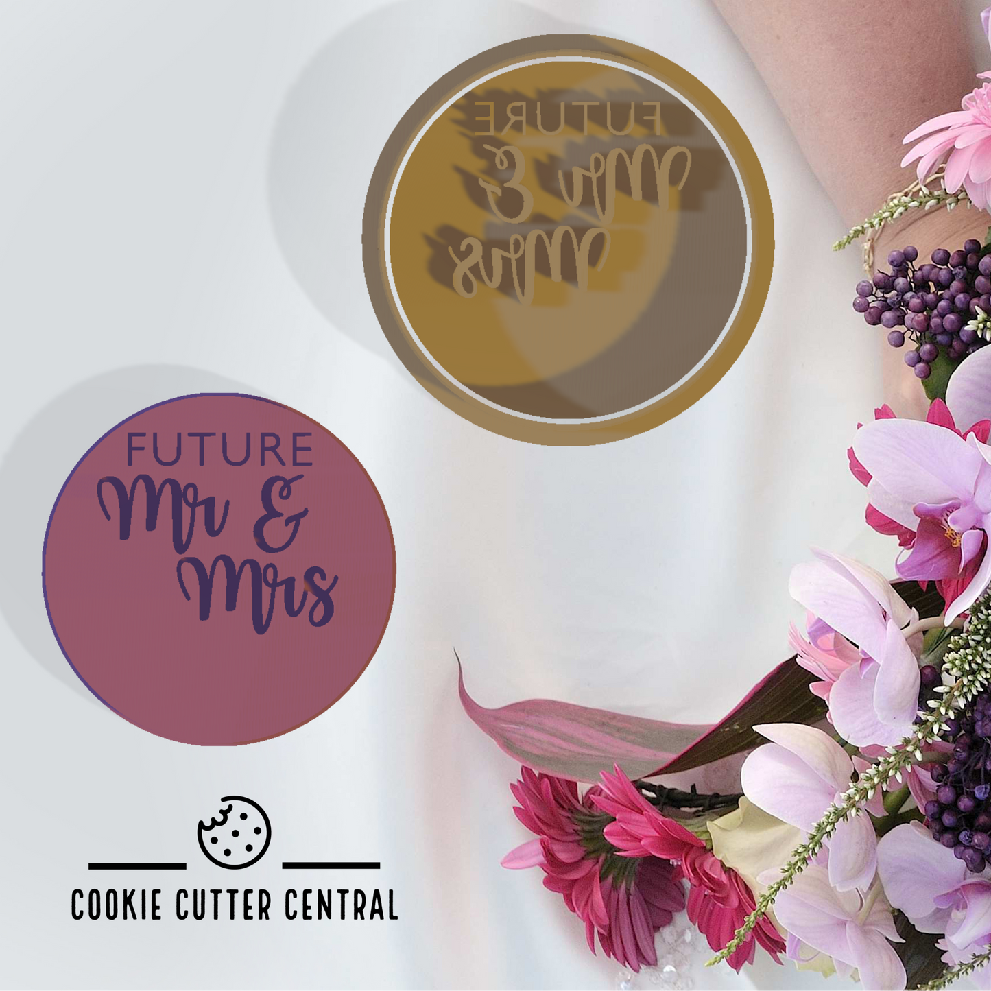 Future Mr & Mrs (Stamp your own Name) Cookie Cutter and Embosser - 6.5cm Round
