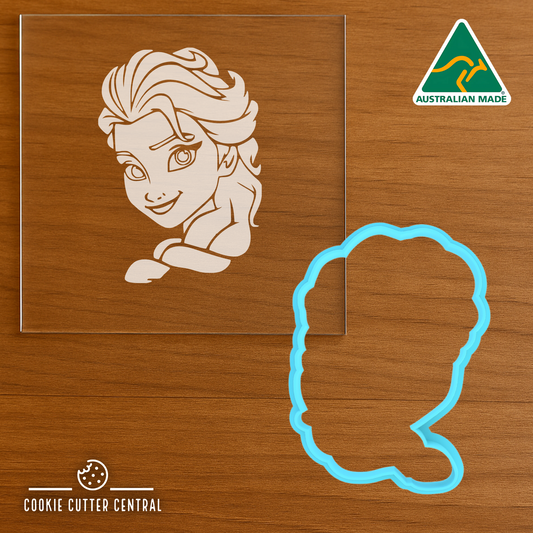 Frozen - Elsa Cookie Cutter and Acrylic Debosser - 8.5cm x 6.1cm