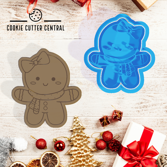 Girl Gingerbread Cooker Cutter and Embosser 7.6cm x 6.7cm