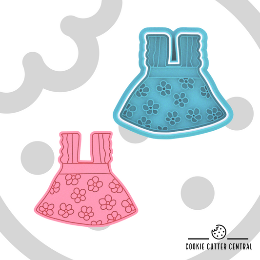 Girl Flower Dress Cookie Cutter and Embosser - 7cm x 7.6cm