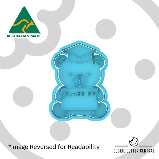 Graduation Teddy Bear Class of Cookie Cutter and Embosser - 8.5cm x 6.4cm