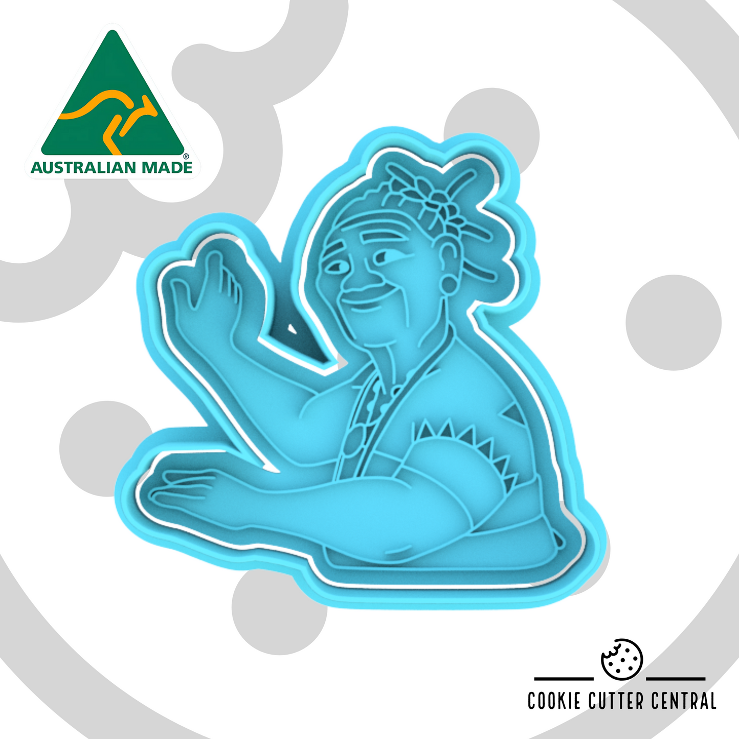 Gramma Tala (Grandma from Moana) Cookie Cutter and Embosser - 8.3cm x 8.4cm