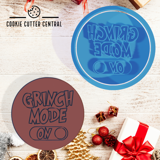 Grinch Mode On Cookie Cutter and Embosser - 6.5cm Round