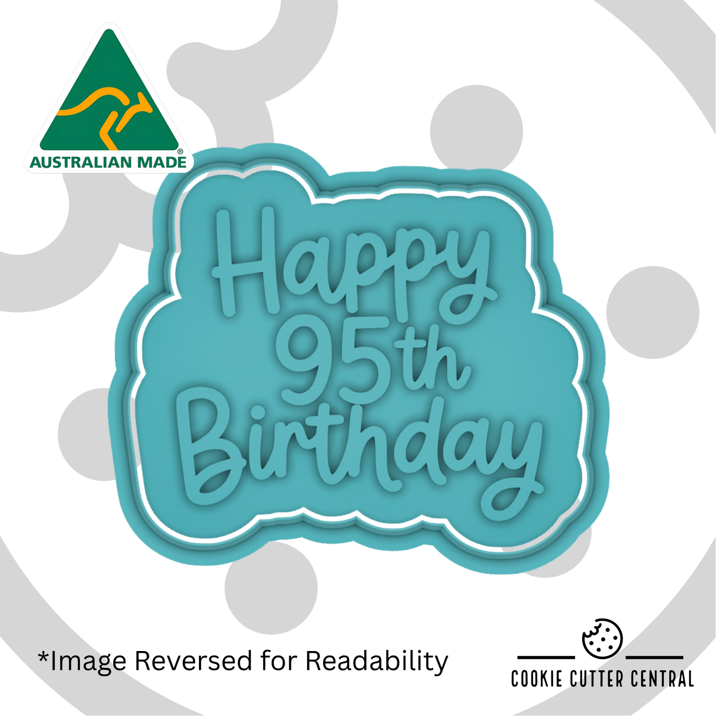 Happy 95th Birthday Cookie Cutter and Embosser - 6.9cm x 8.2cm