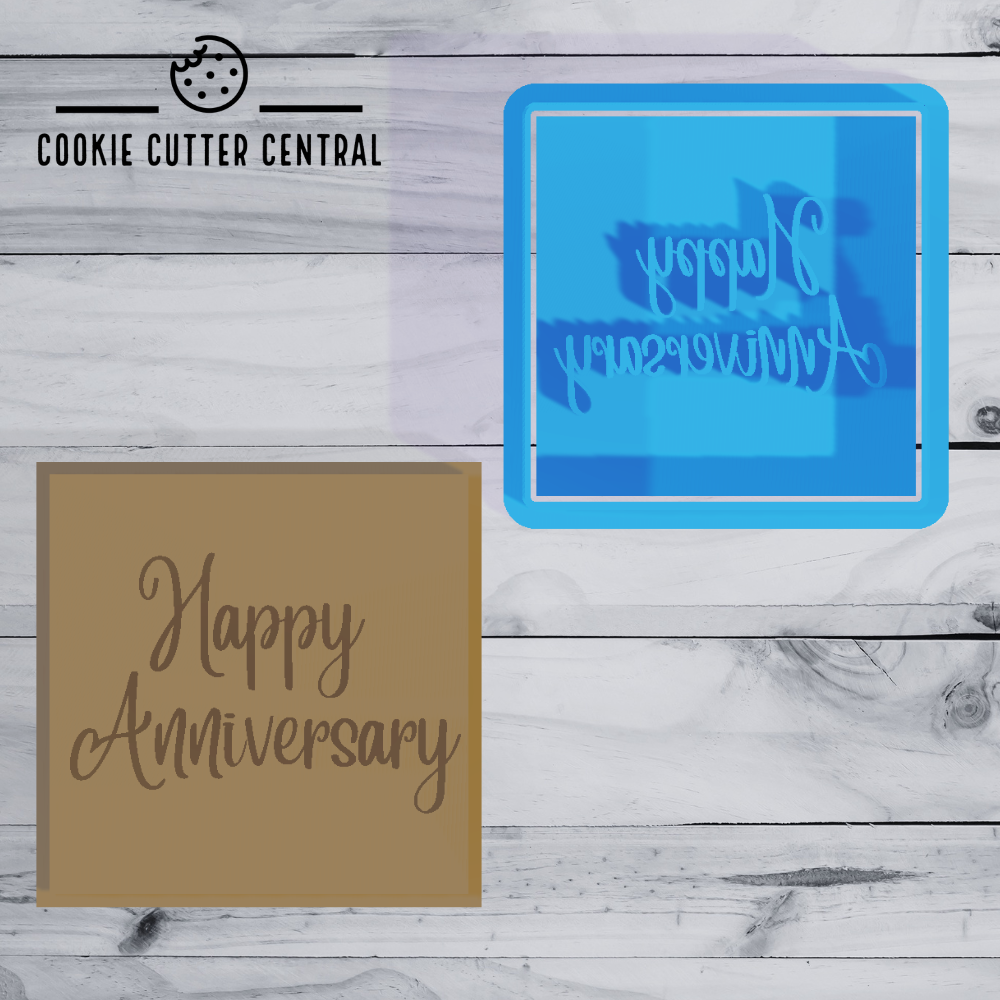 Happy Anniversary Cookie Cutter and Embosser - 6.7cm x 6.7cm
