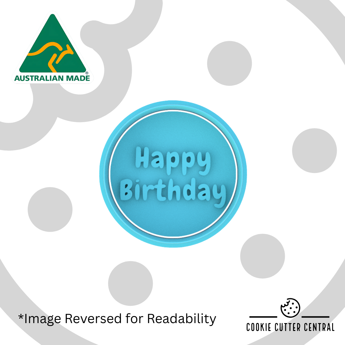 Happy Birthday Cookie Cutter and Embosser - 5.5cm Round
