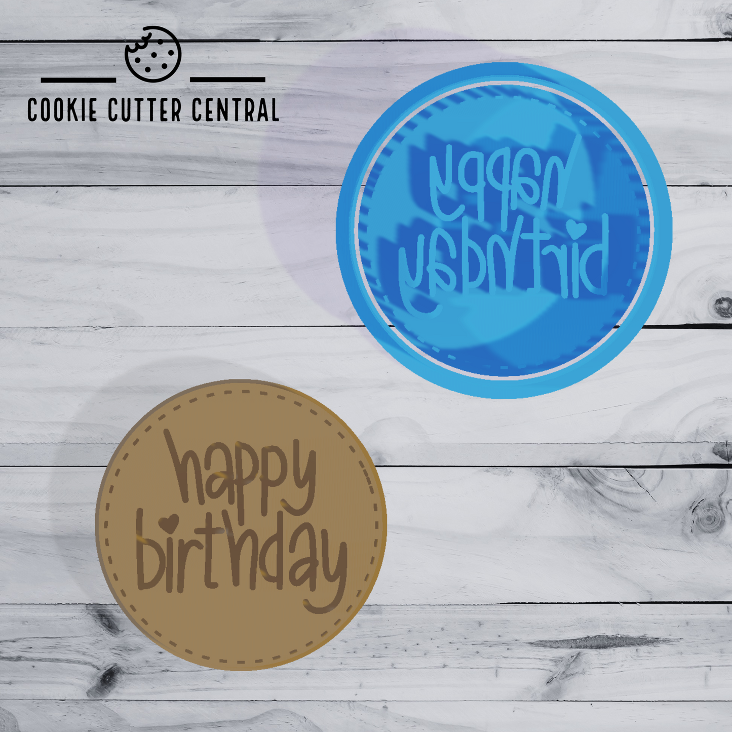 Happy Birthday Cookie Cutter and Embosser - 6.5cm Round
