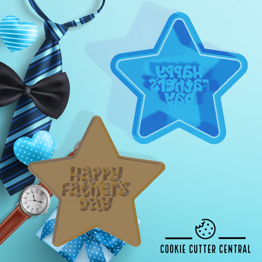 Happy Father's Day Star Cookie Cutter and Embosser  7.9cm x 8.3cm