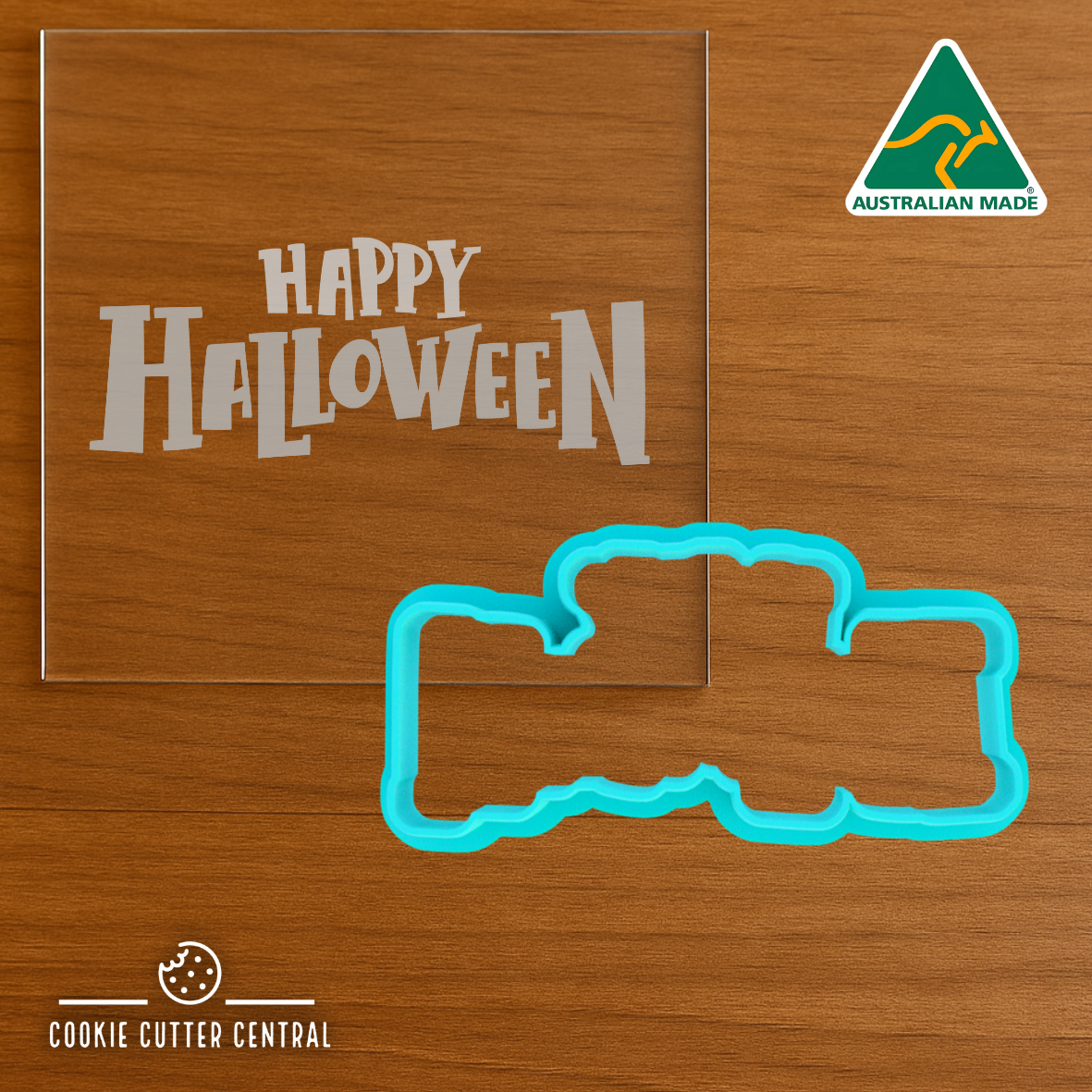 Happy Halloween Cookie Cutter and Acrylic Debosser - 3.4cm x 7.5cm