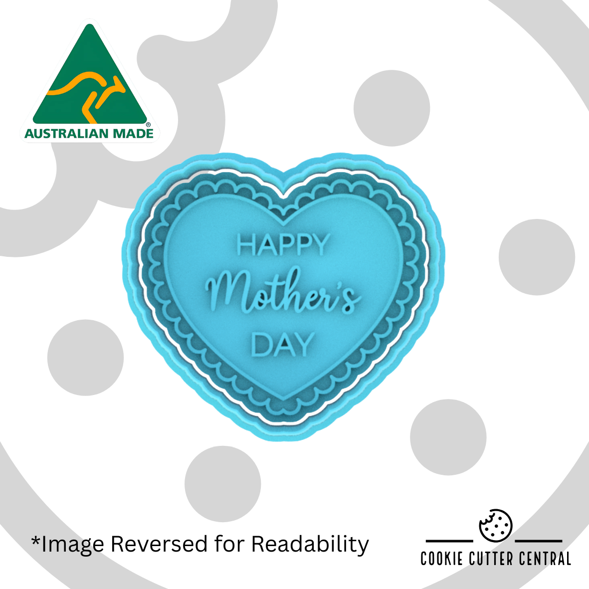 Happy Mother's Day Scalloped Heart Cookie Cutter and Embosser - 6.2cm x 7.1cm