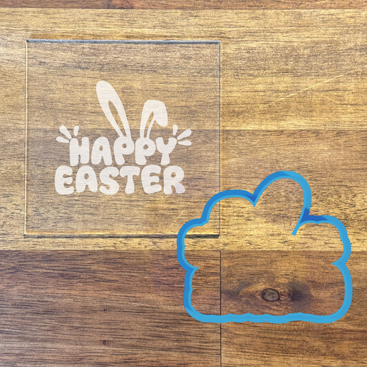 Happy Easter Cookie Cutter and Acrylic Debosser - 7.2cm x 8.4cm
