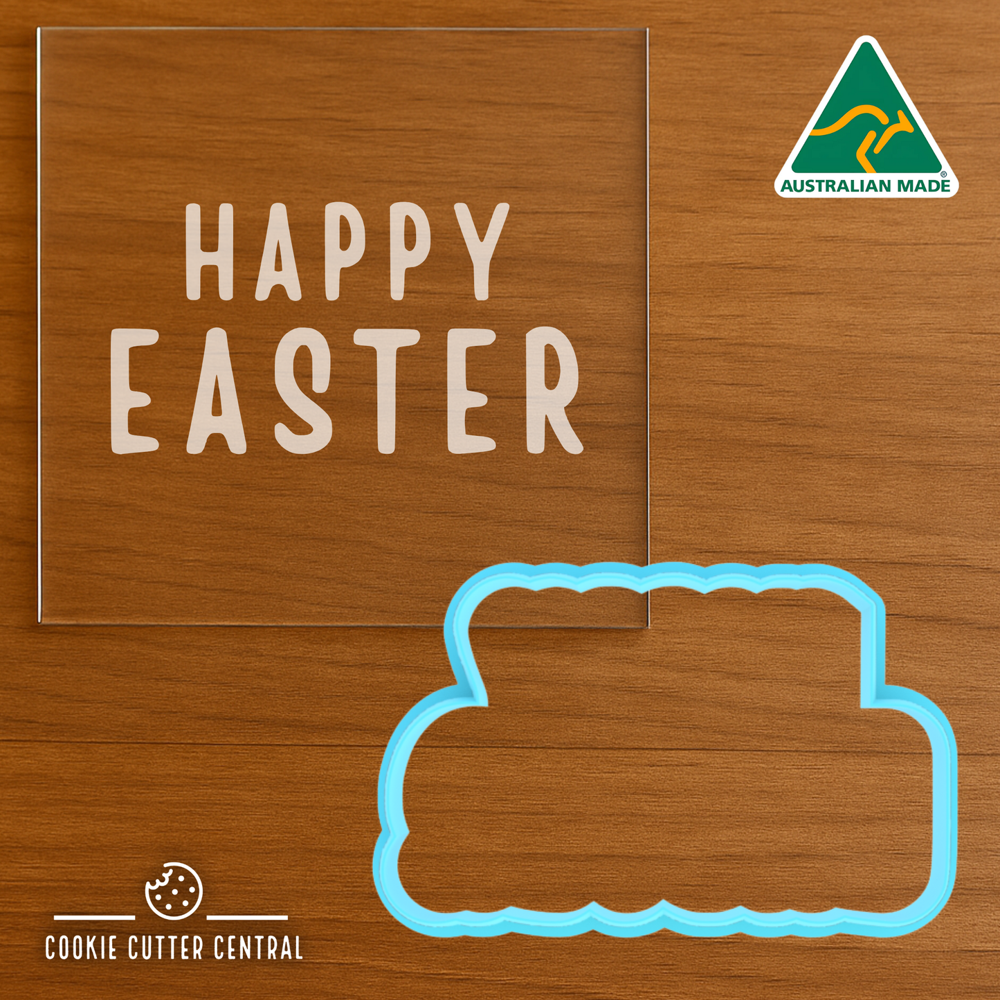 Happy Easter Cookie Cutter and Acrylic Debosser - 5.5cm x 9cm