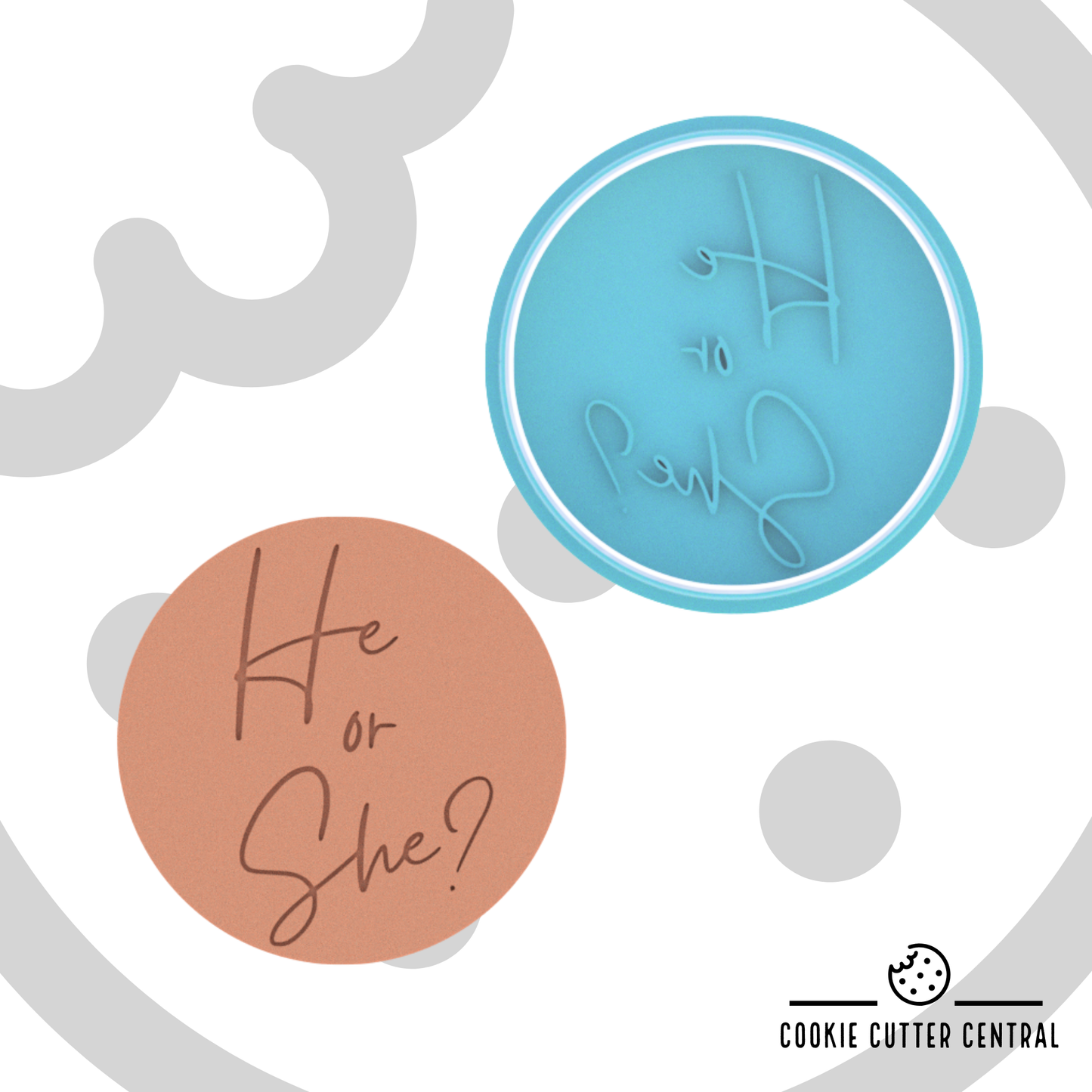 He or She? Cookie Cutter and Embosser - 7.5cm Round