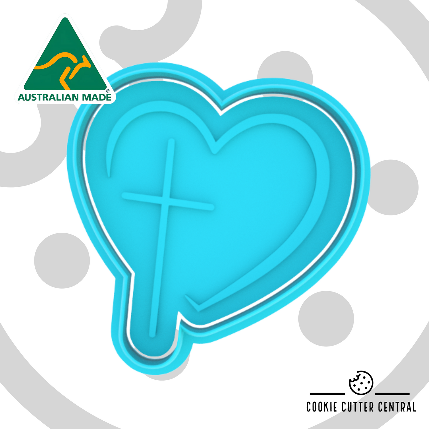 Heart with Cross Cookie Cutter and Embosser - 7.1cm x 6.9cm