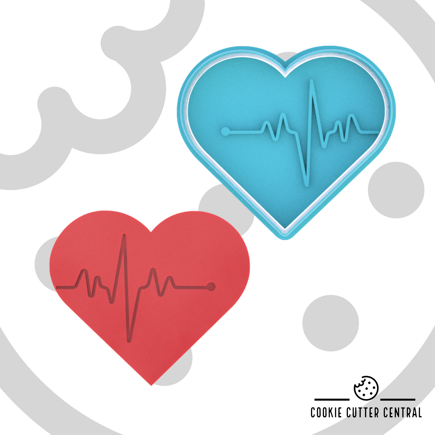 Heart with Heartbeat Cookie Cutter and Embosser - 7.3cm x 8.3cm