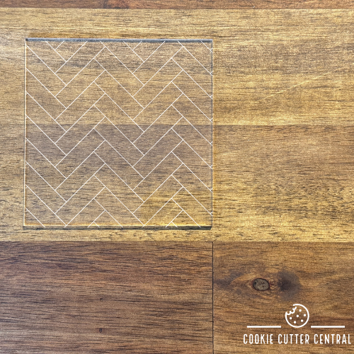 Herringbone Pattern Plate Acrylic Debosser 10cm