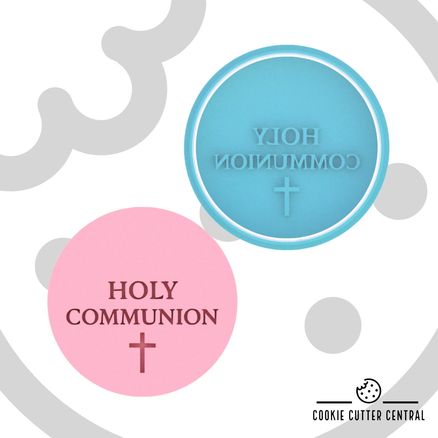 Holy Communion with Cross Cookie Cutter and Embosser - 7.5cm Round