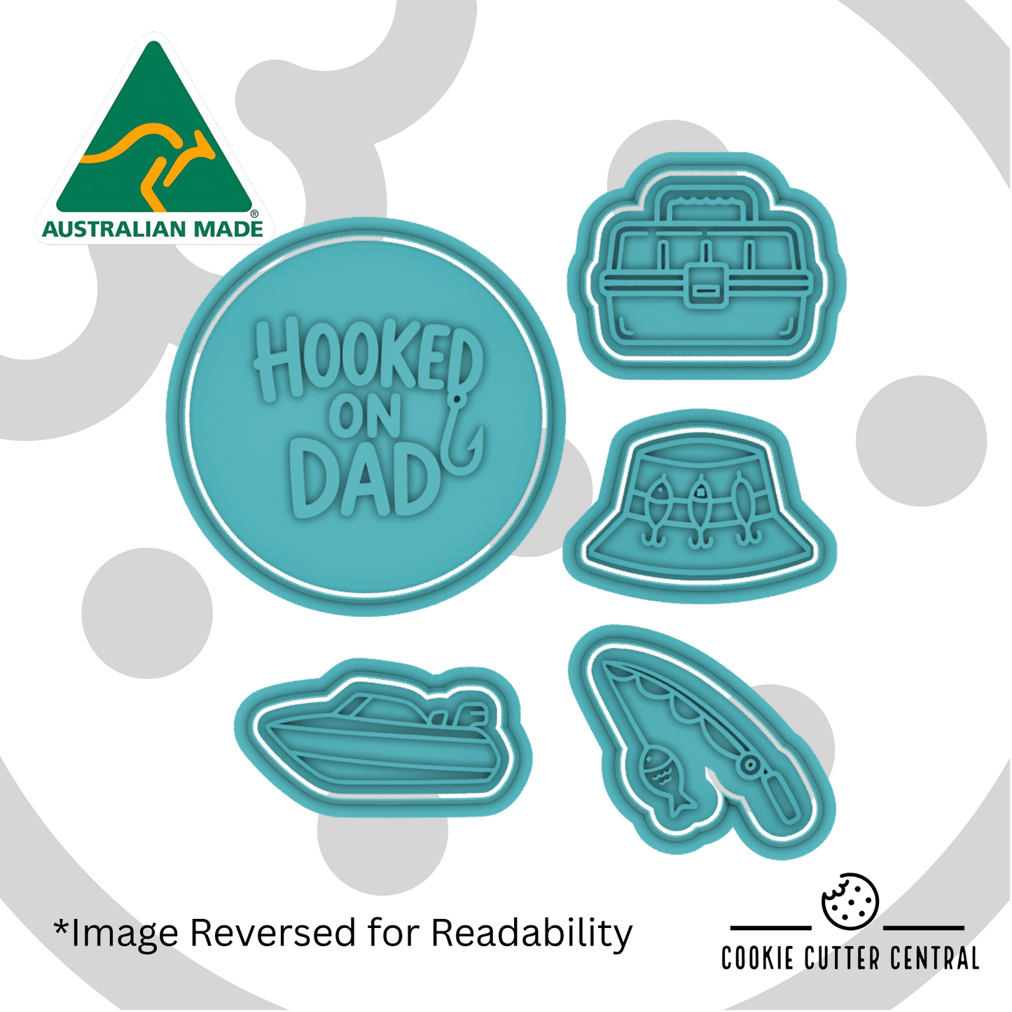 Hooked on Dad Cookie Cutter and Embosser Set - 5 PC