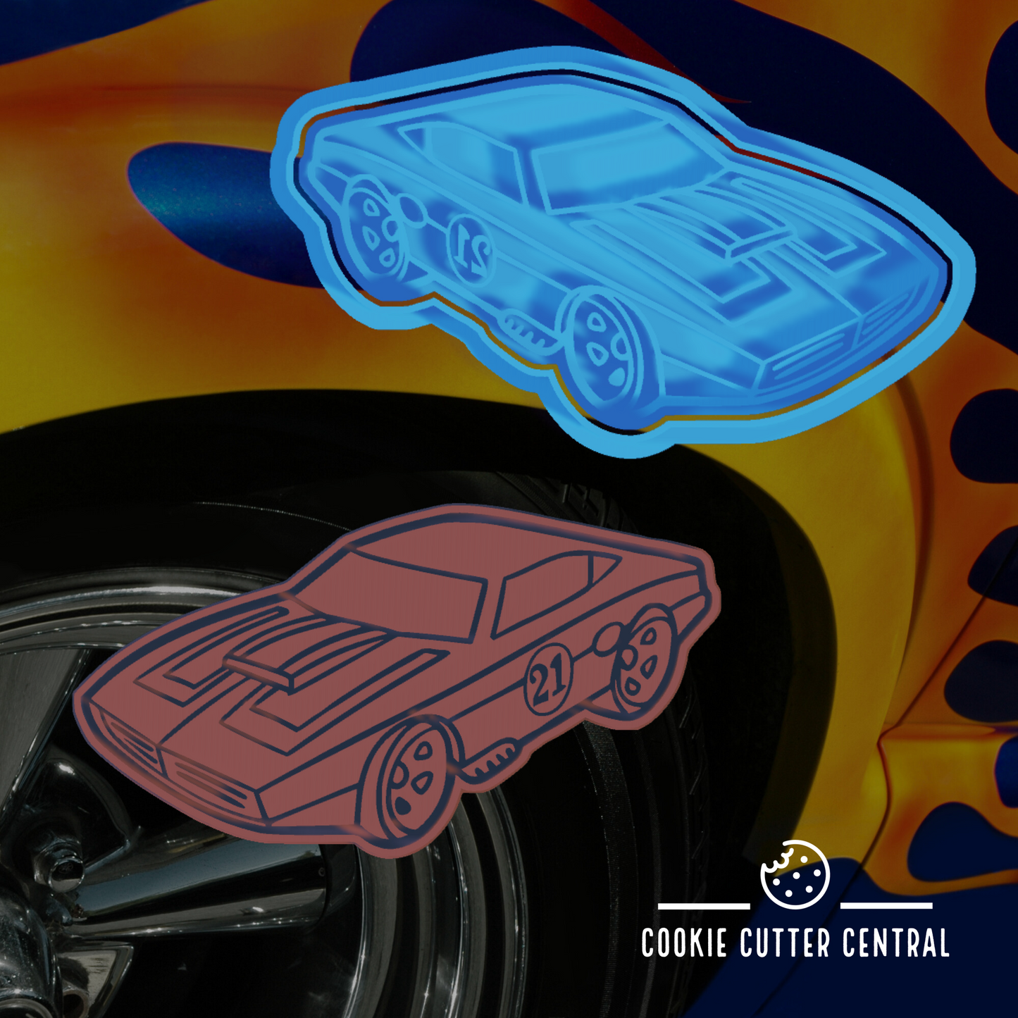 Hot Wheels Car  #1 Cookie Cutter and Embosser - 6.1cm x 11.2cm