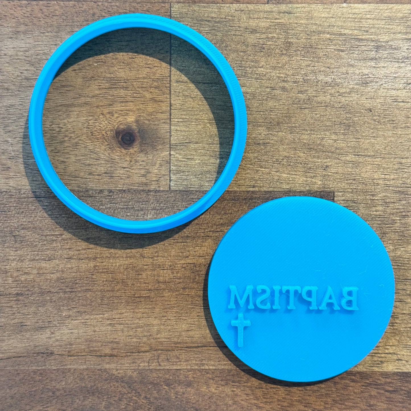 Baptism Cookie Cutter and Embosser - 6.5cm Round