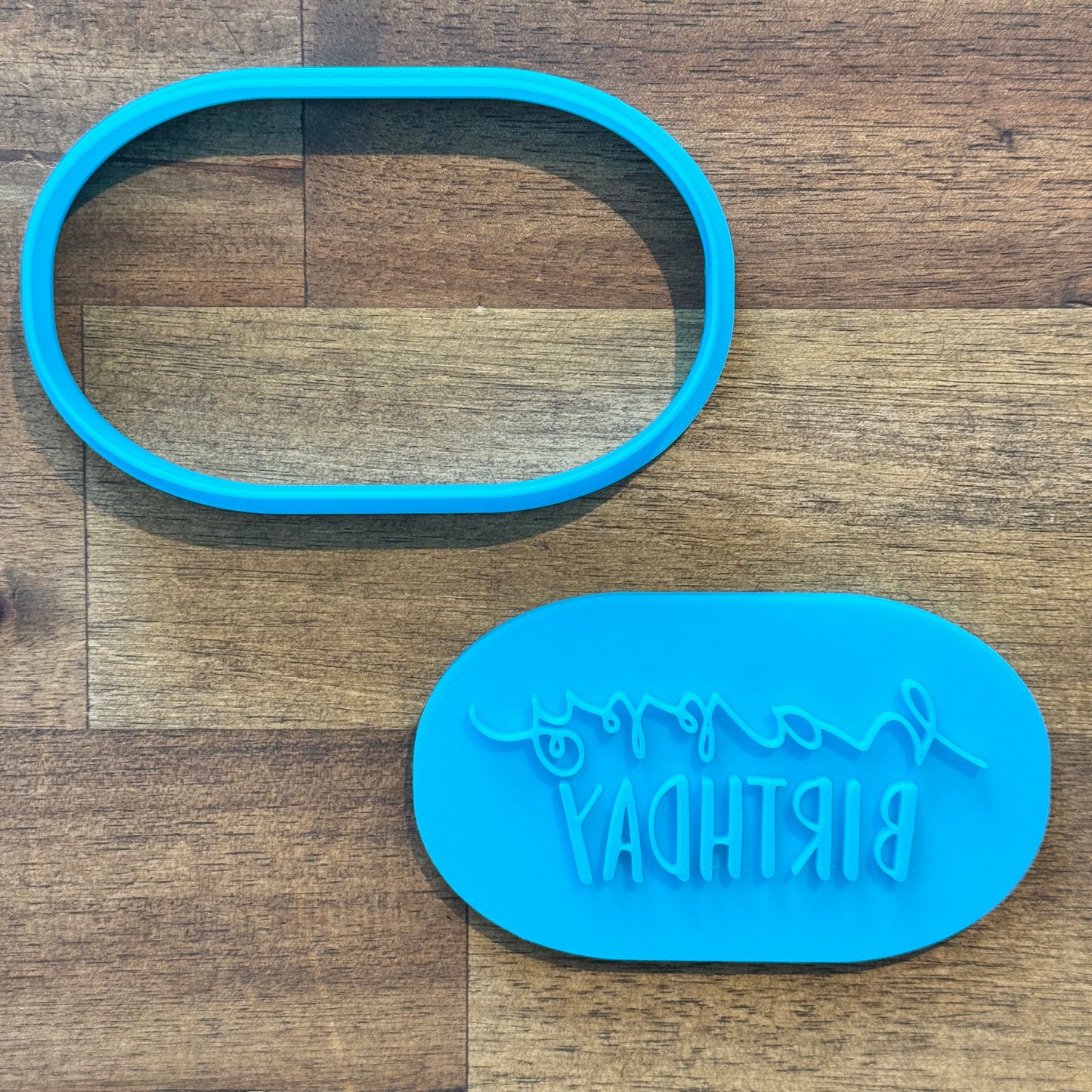 Happy Birthday Cookie Cutter and Embosser - Rounded Rectangle 9.5cm x 5.5cm