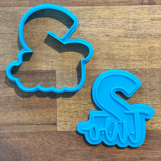 Number 2 with Cursive Number Text Cookie Cutter and Embosser - 8cm x 8cm
