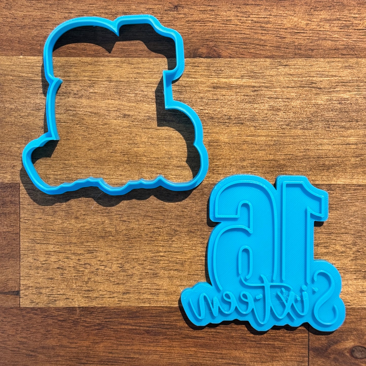 16 Cursive with Number Text Cookie Cutter and Embosser - 8cm x 8.4cm