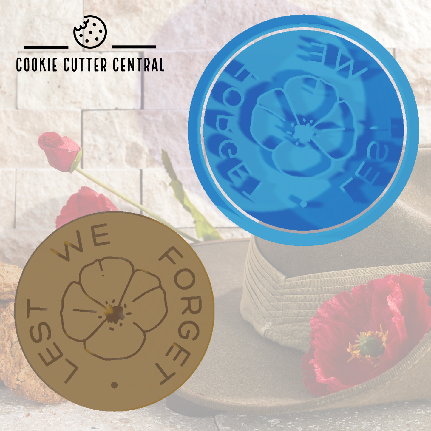 Lest We Forget Cookie Cutter and Embosser - 6.5cm Round